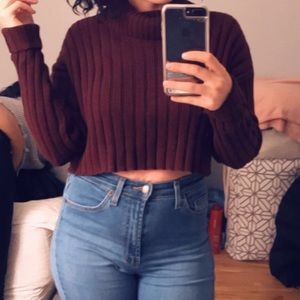 Cropped Turtle Neck Sweater